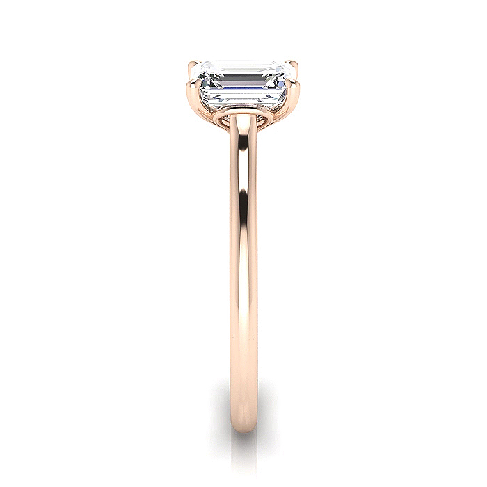 Emerald Cut Solitaire Diamond Ring Rose Gold RS1 SV Emerald Cut Solitaire Diamond Ring Rose Gold RS1 SV