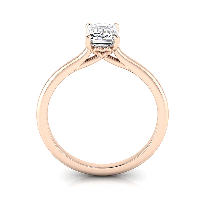 Emerald Cut Solitaire Diamond Ring Rose Gold RS1 TF Emerald Cut Solitaire Diamond Ring Rose Gold RS1 TF