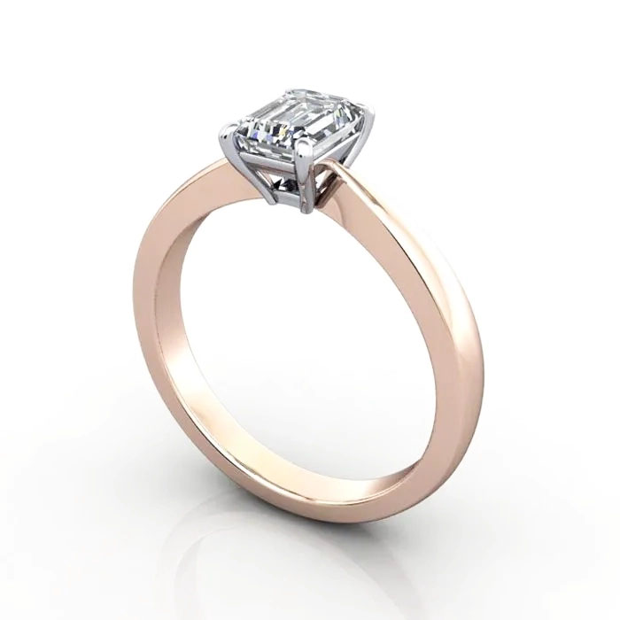 Emerald Cut Solitaire Diamond Ring Rose Gold RS27 3D Emerald Cut Solitaire Diamond Ring Rose Gold RS27 3D