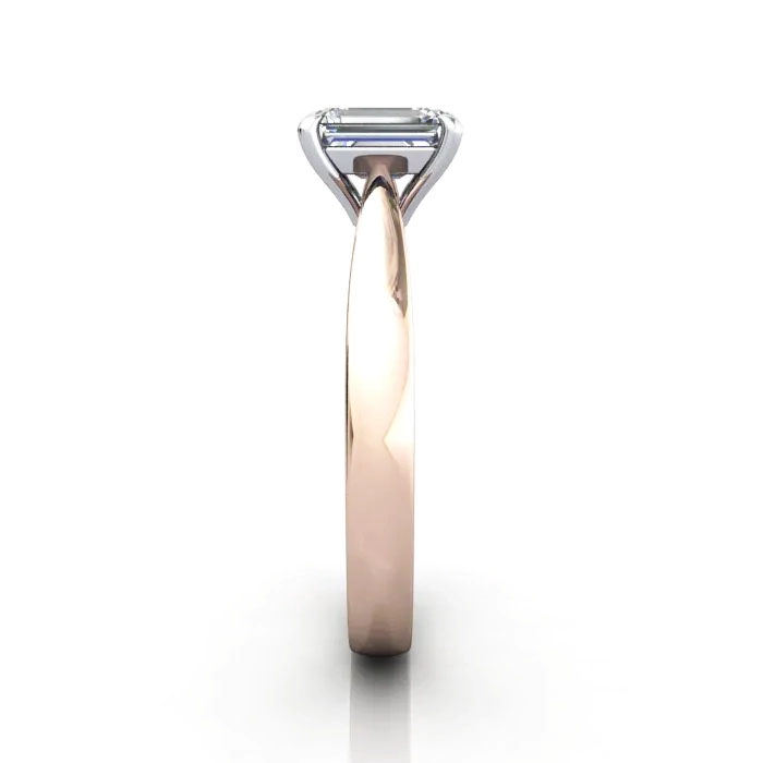 Emerald Cut Solitaire Diamond Ring Rose Gold RS27 SV Emerald Cut Solitaire Diamond Ring Rose Gold RS27 SV