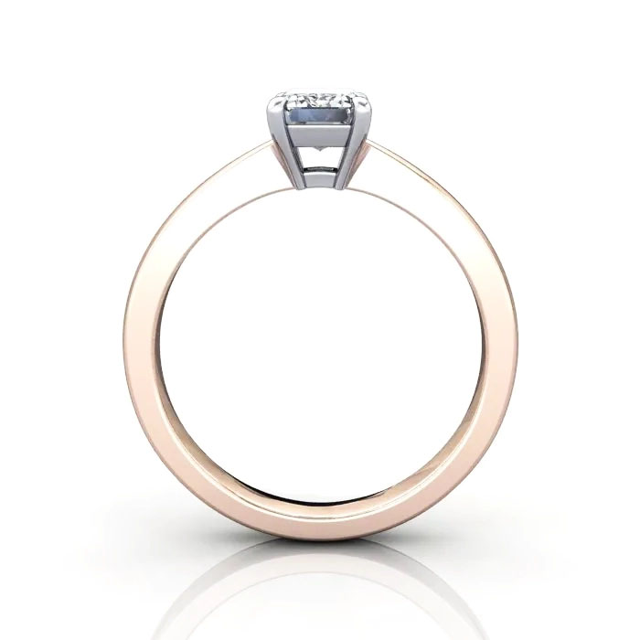 Emerald Cut Solitaire Diamond Ring Rose Gold RS27 TF Emerald Cut Solitaire Diamond Ring Rose Gold RS27 TF