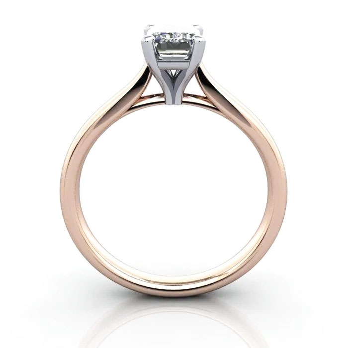 Emerald Cut Solitaire Diamond Ring Rose Gold RS41 TF Emerald Cut Solitaire Diamond Ring Rose Gold RS41 TF