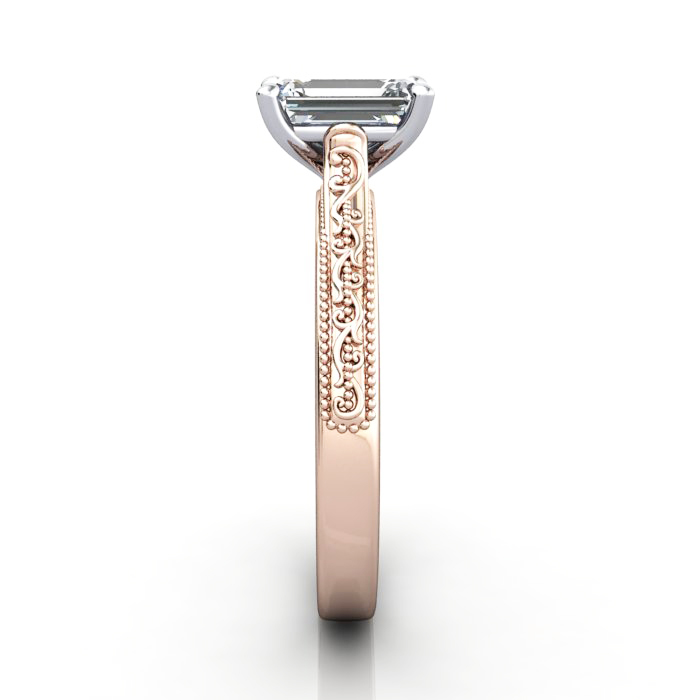 Emerald Cut Solitaire Diamond Ring Rose Gold RS50 SV