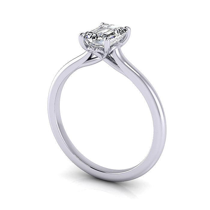 Emerald Cut Solitaire Diamond Ring White Gold RS1 3D Emerald Cut Solitaire Diamond Ring White Gold RS1 3D