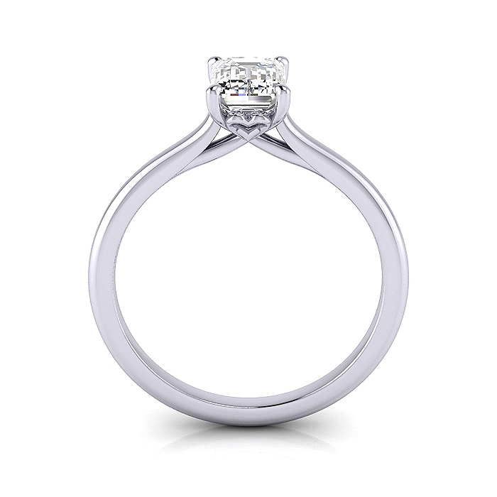Emerald Cut Solitaire Diamond Ring White Gold RS1 TF Emerald Cut Solitaire Diamond Ring White Gold RS1 TF