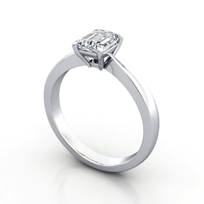 Emerald Cut Solitaire Diamond Ring White Gold RS27 3D Emerald Cut Solitaire Diamond Ring White Gold RS27 3D