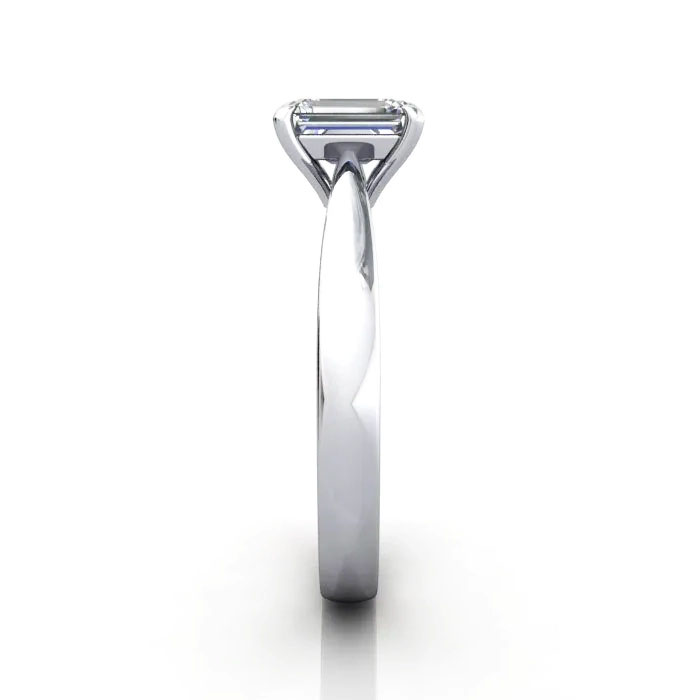 Emerald Cut Solitaire Diamond Ring White Gold RS27 SV Emerald Cut Solitaire Diamond Ring White Gold RS27 SV