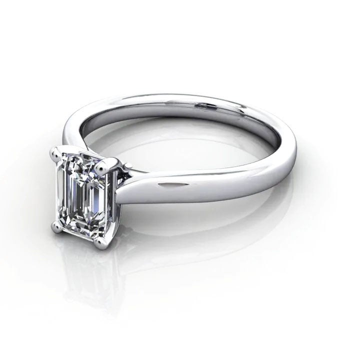 Emerald Cut Solitaire Diamond Ring White Gold RS41 LF Emerald Cut Solitaire Diamond Ring White Gold RS41 LF