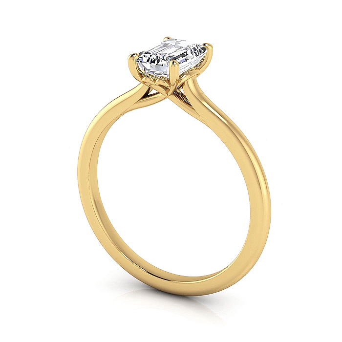 Emerald Cut Solitaire Diamond Ring Yellow Gold RS1 3D Emerald Cut Solitaire Diamond Ring Yellow Gold RS1 3D
