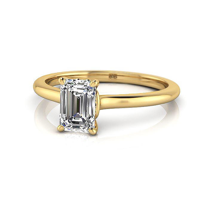 Emerald Cut Solitaire Diamond Ring Yellow Gold RS1 LF Emerald Cut Solitaire Diamond Ring Yellow Gold RS1 LF