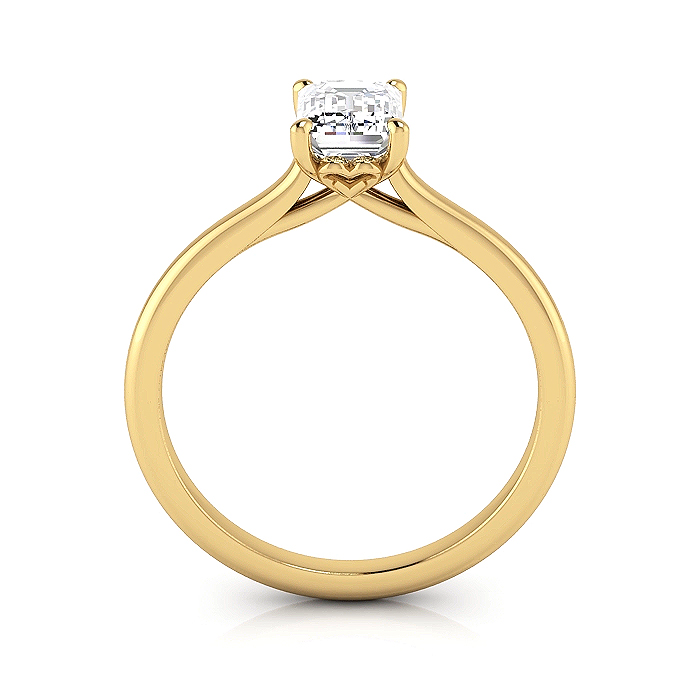 Emerald Cut Solitaire Diamond Ring Yellow Gold RS1 TF Emerald Cut Solitaire Diamond Ring Yellow Gold RS1 TF