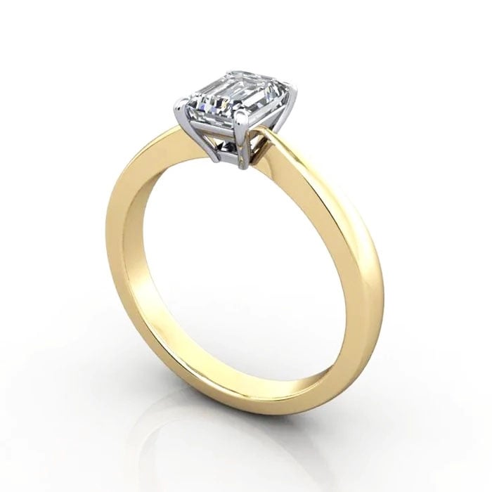 Emerald Cut Solitaire Diamond Ring Yellow Gold RS27 3D Emerald Cut Solitaire Diamond Ring Yellow Gold RS27 3D