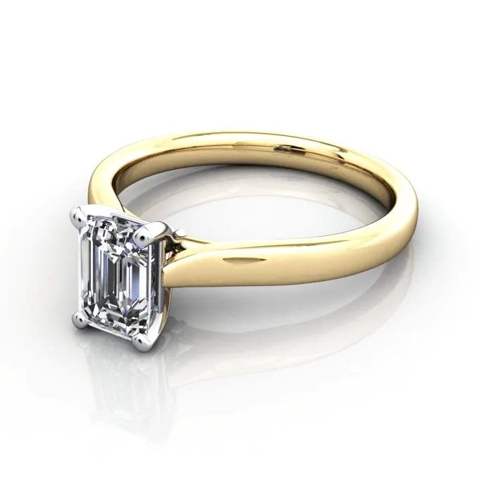 Emerald Cut Solitaire Diamond Ring Yellow Gold RS41 LF Emerald Cut Solitaire Diamond Ring Yellow Gold RS41 LF