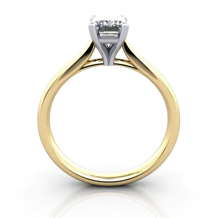 Emerald Cut Solitaire Diamond Ring Yellow Gold RS41 TF Emerald Cut Solitaire Diamond Ring Yellow Gold RS41 TF