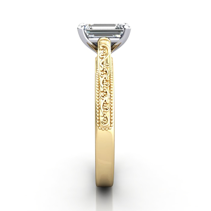 Emerald Cut Solitaire Diamond Ring Yellow Gold RS50 SV Emerald Cut Solitaire Diamond Ring Yellow Gold RS50 SV