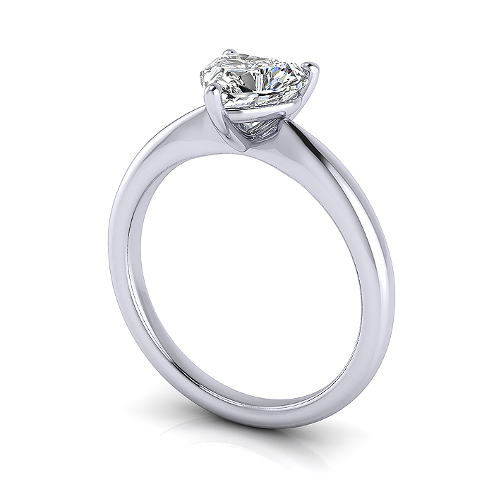 Heart Shaped Solitaire Diamond Ring Platinum RS7 3D Heart Shaped Solitaire Diamond Ring Platinum RS7 3D
