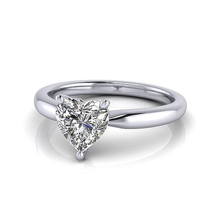 Heart Shaped Solitaire Diamond Ring White Gold RS7 LF