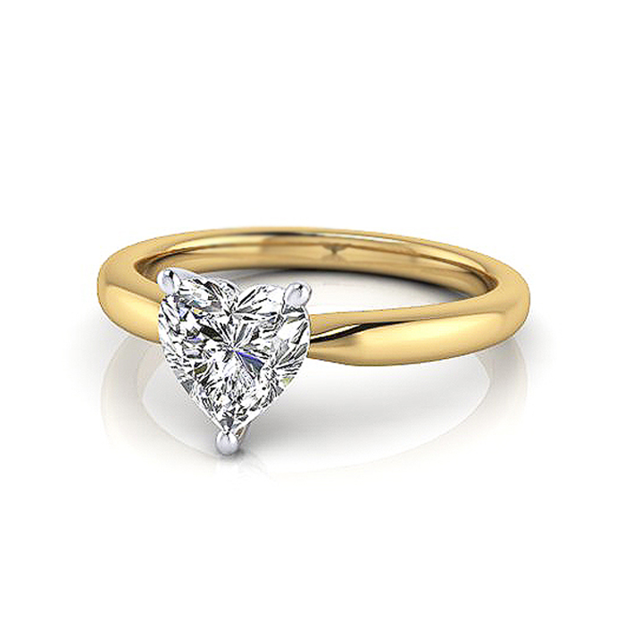 Heart Shaped Solitaire Diamond Ring Yellow Gold RS7 LF Heart Shaped Solitaire Diamond Ring Yellow Gold RS7 LF