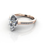 Marquise Cut Solitaire Accent Diamond Ring Rose Gold RSA3 LF