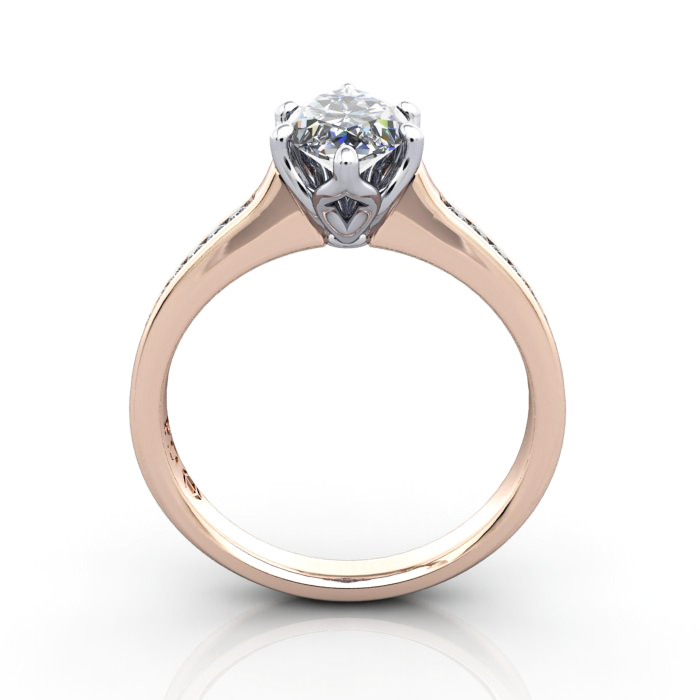 Marquise Cut Solitaire Accent Diamond Ring Rose Gold RSA3 TF