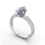 Marquise Cut Solitaire Accent Diamond Ring White Gold RSA3 3D