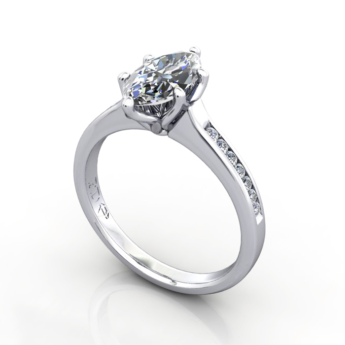 Marquise Cut Solitaire Accent Diamond Ring White Gold RSA3 3D
