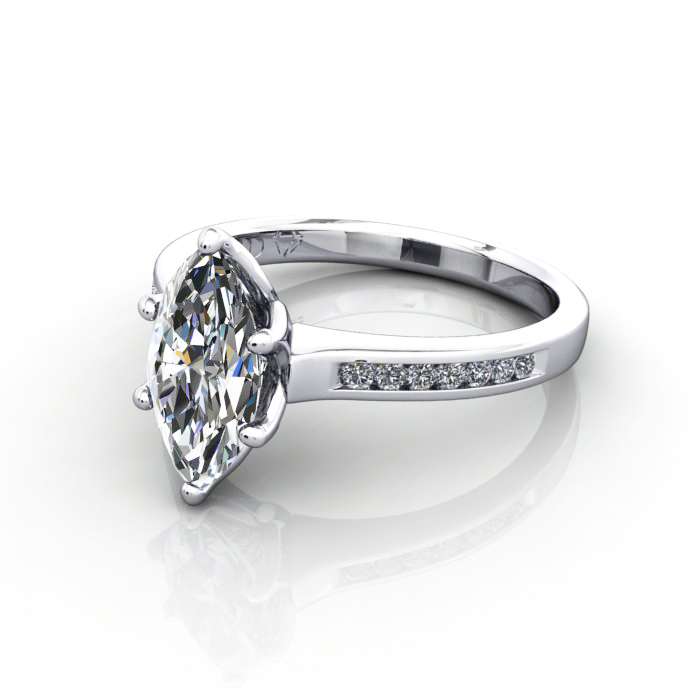 Marquise Cut Solitaire Accent Diamond Ring White Gold RSA3 LF