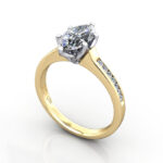 Marquise Cut Solitaire Accent Diamond Ring Yellow Gold RSA3 3D