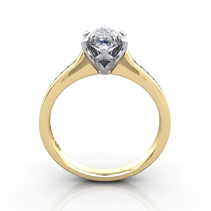 Marquise Cut Solitaire Accent Diamond Ring Yellow Gold RSA3 TF