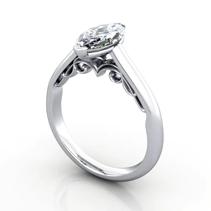 Marquise Cut Solitaire Diamond Ring Platinum RS35 3D Marquise Cut Solitaire Diamond Ring Platinum RS35 3D