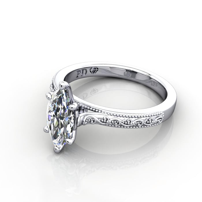 Marquise Cut Solitaire Diamond Ring Platinum RS50 LF