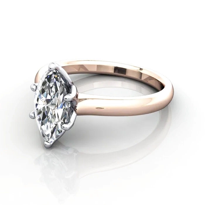 Marquise Cut Solitaire Diamond Ring Rose Gold RS19 LF Marquise Cut Solitaire Diamond Ring Rose Gold RS19 LF