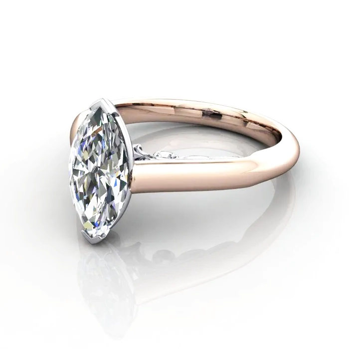 Marquise Cut Solitaire Diamond Ring Rose Gold RS35 LF Marquise Cut Solitaire Diamond Ring Rose Gold RS35 LF