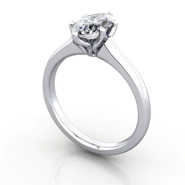 Marquise Cut Solitaire Diamond Ring White Gold RS19 3D Marquise Cut Solitaire Diamond Ring White Gold RS19 3D