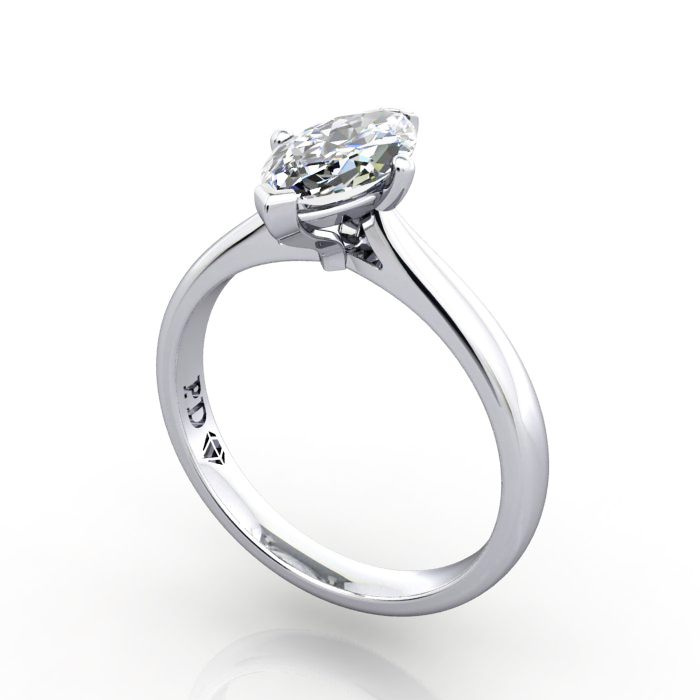Marquise Cut Solitaire Diamond Ring White Gold RS28 3D Marquise Cut Solitaire Diamond Ring White Gold RS28 3D
