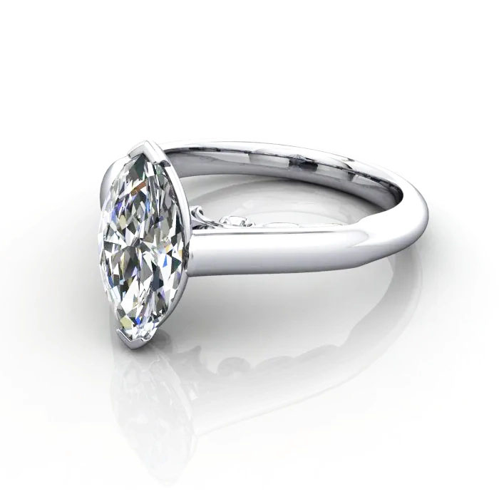 Marquise Cut Solitaire Diamond Ring White Gold RS35 LF Marquise Cut Solitaire Diamond Ring White Gold RS35 LF