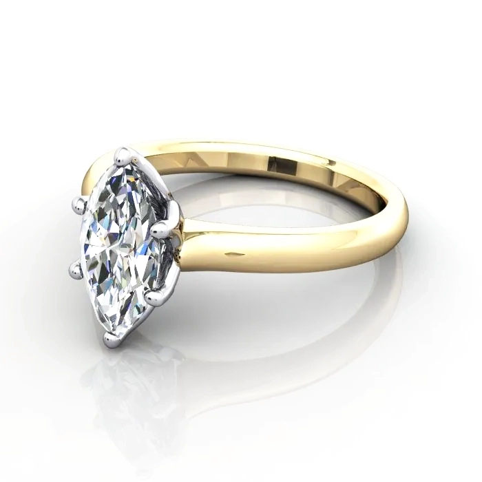 Marquise Cut Solitaire Diamond Ring Yellow Gold RS19 LF Marquise Cut Solitaire Diamond Ring Yellow Gold RS19 LF