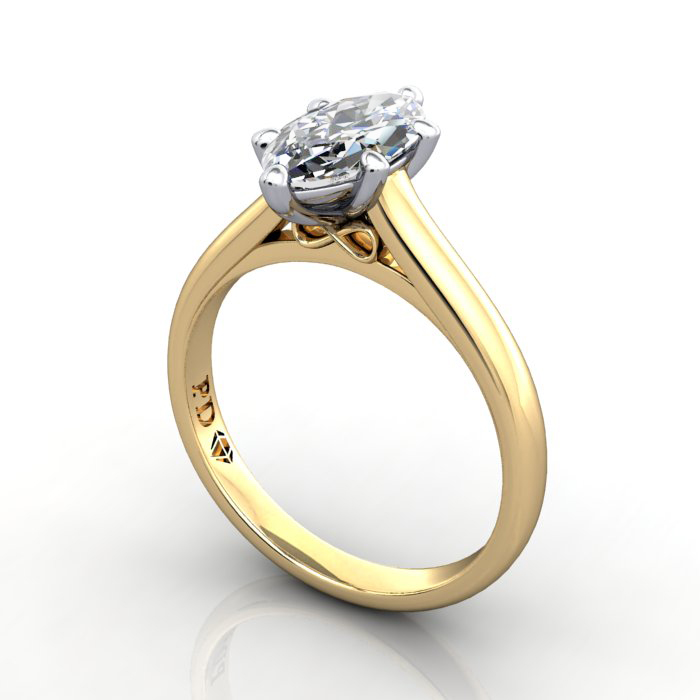 Marquise Cut Solitaire Diamond Ring Yellow Gold RS34 3D Marquise Cut Solitaire Diamond Ring Yellow Gold RS34 3D