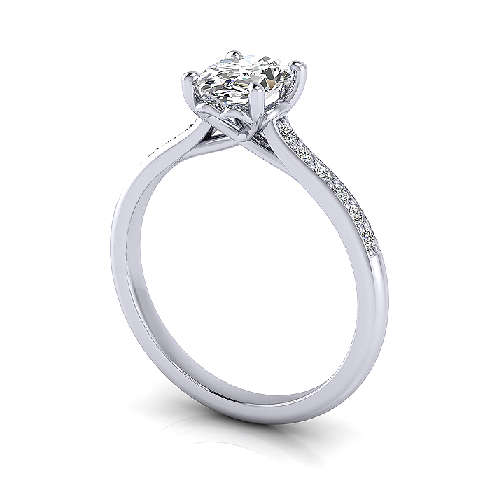 Oval Cut Solitaire Accent Diamond Ring Platinum RSA1 3D