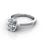 Oval Cut Solitaire Accent Diamond Ring Platinum RSA3 LF