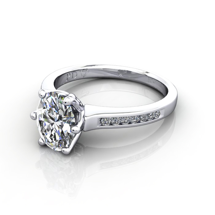 Oval Cut Solitaire Accent Diamond Ring Platinum RSA3 LF