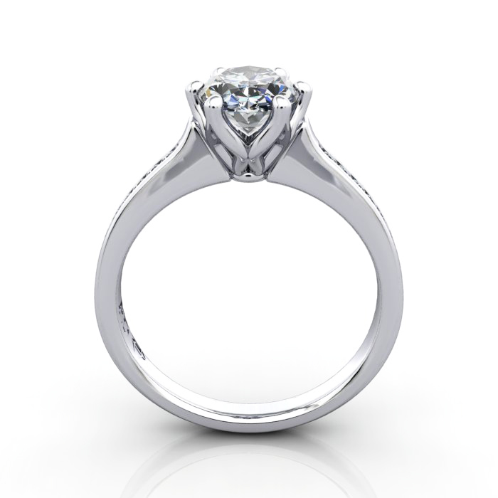 Oval Cut Solitaire Accent Diamond Ring Platinum RSA3 TF