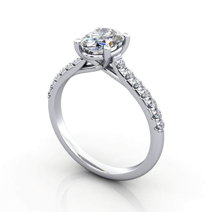 Oval Cut Solitaire Accent Diamond Ring Platinum RSA44 3D