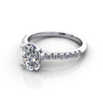 Oval Cut Solitaire Accent Diamond Ring Platinum RSA44 LF