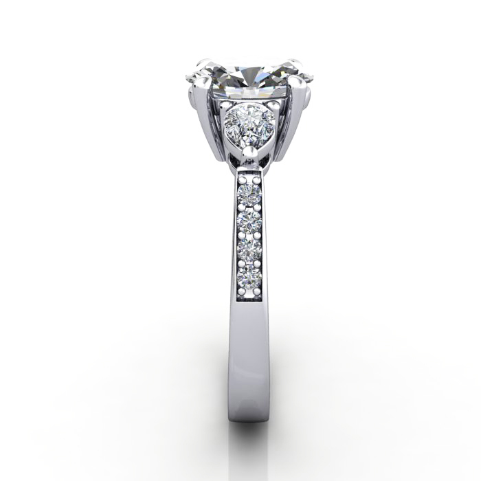 Oval Cut Solitaire Accent Diamond Ring Platinum RSA5 SV