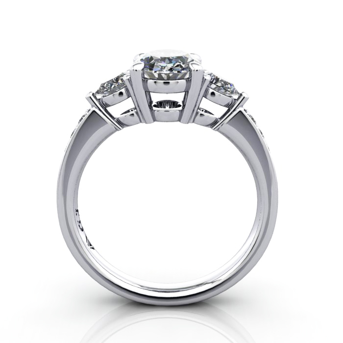 Oval Cut Solitaire Accent Diamond Ring Platinum RSA5 TF