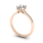 Oval Cut Solitaire Accent Diamond Ring Rose Gold RSA1 3D