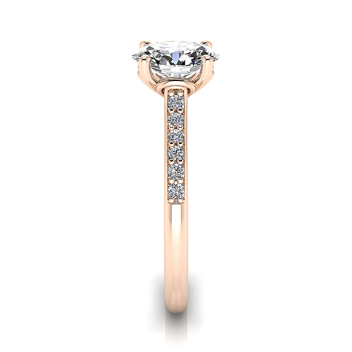 Oval Cut Solitaire Accent Diamond Ring Rose Gold RSA1 SV
