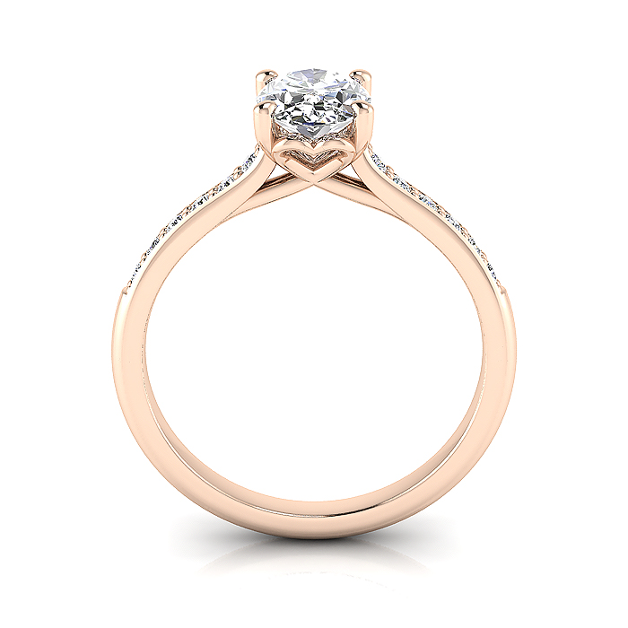 Oval Cut Solitaire Accent Diamond Ring Rose Gold RSA1 TF