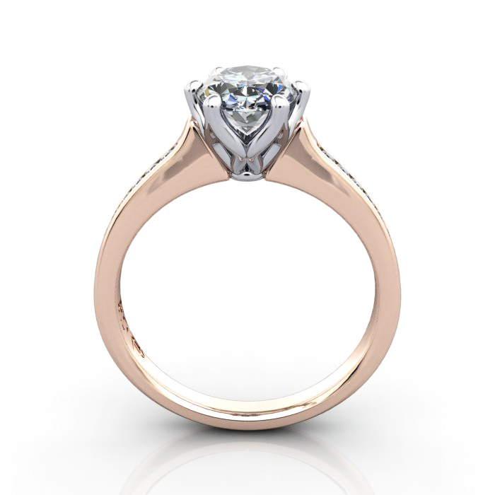 Oval Cut Solitaire Accent Diamond Ring Rose Gold RSA3 TF